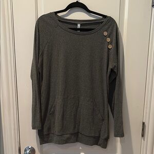 Chic Gray Women's Sweatshirt with Button Accents